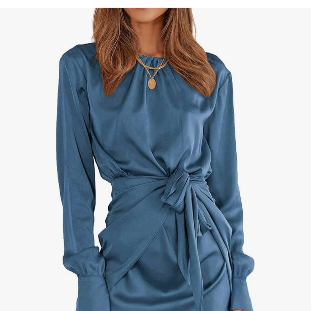 Pretty Garden Long Sleeve Satin Dress